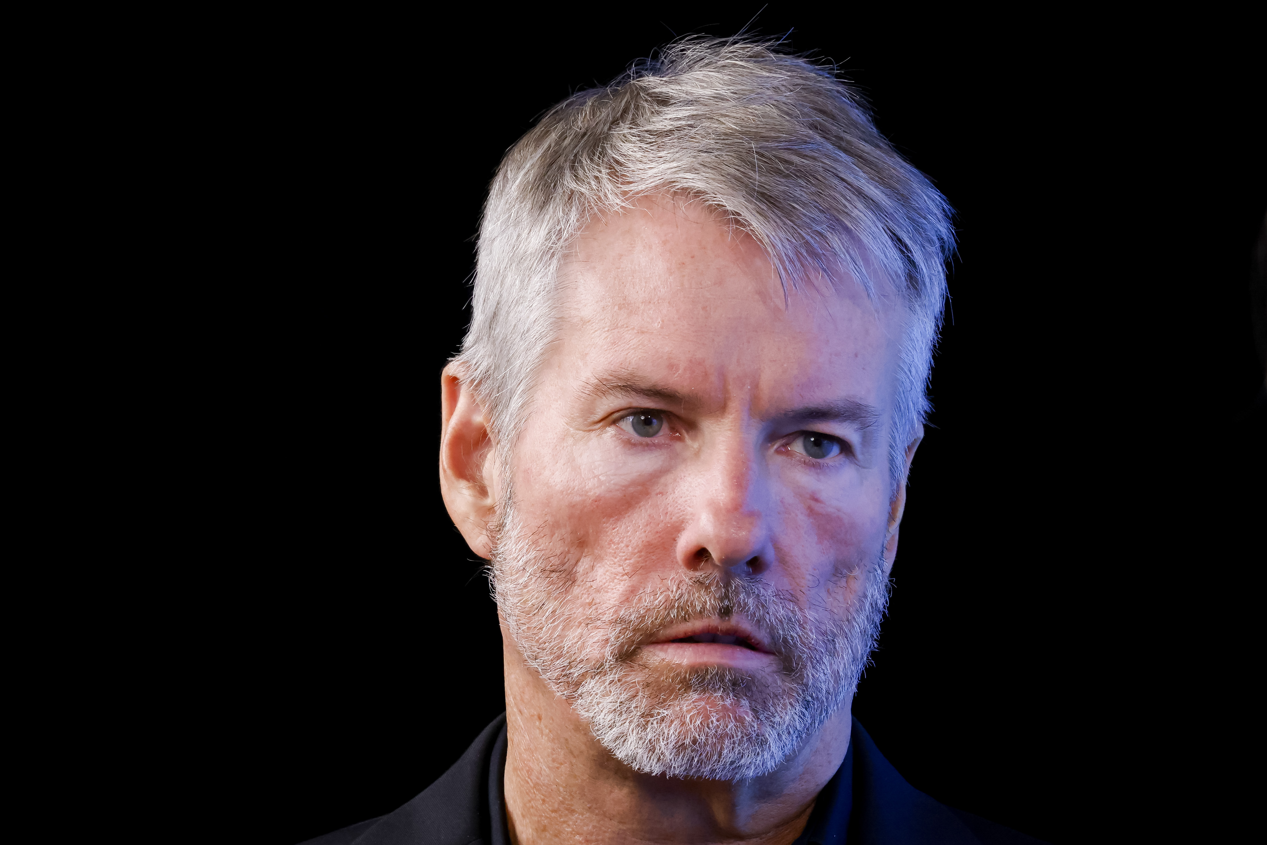 Michael Saylor, chairman and chief executive officer at MicroStrategy, during an interview at the Bitcoin 2023 conference in Miami Beach, Florida, US, on Thursday, May 18, 2023. The three-day conference is touted by organizers as 