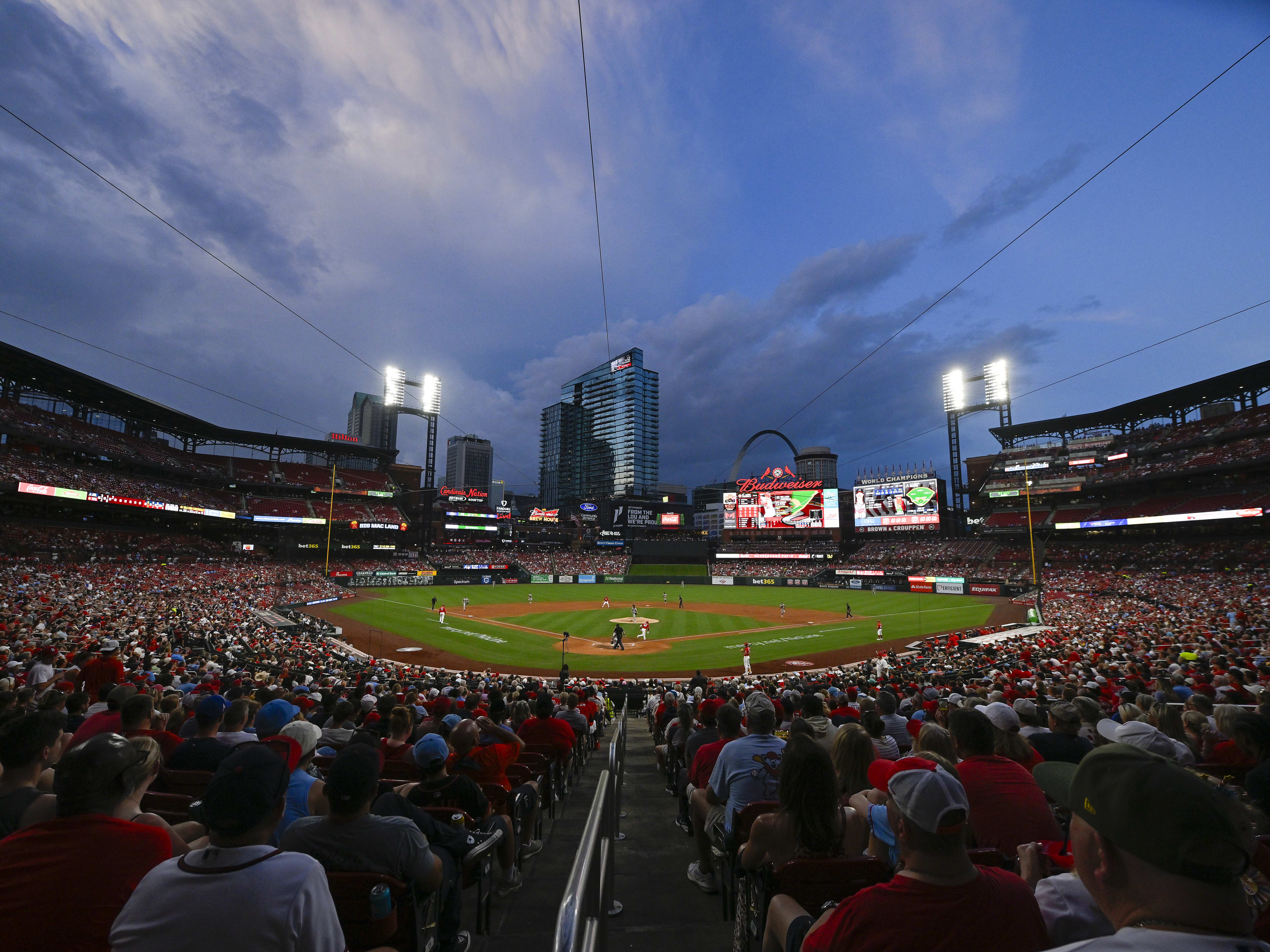 Busch Stadium during the third inning of a game between the St. Louis Cardinals and the Atlanta Braves on July 11.